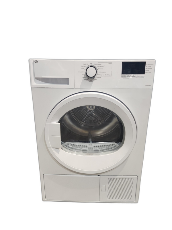 Sèche-linge blanc moderne avec porte ronde.